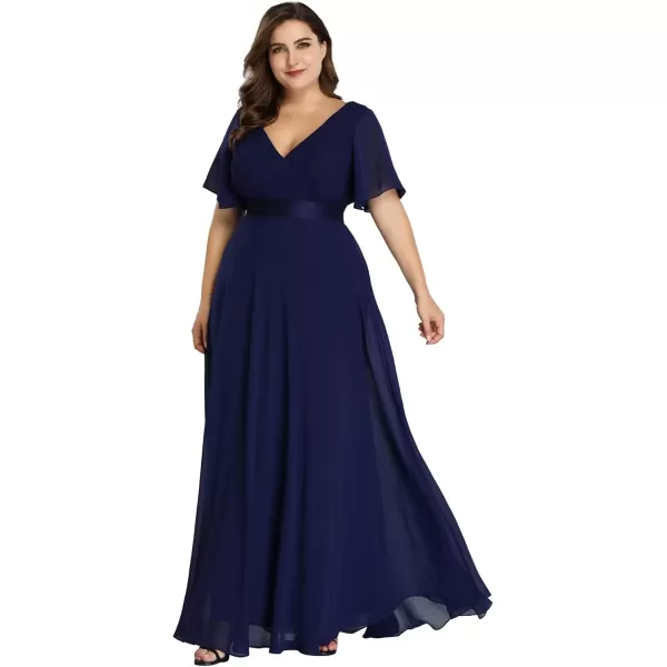 imageEverPretty Womens Double VNeck Formal Dresses Plus Size Bridesmaid Dress 09890PZNavy