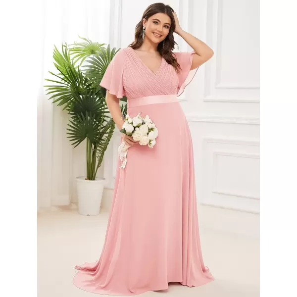 imageEverPretty Womens Double VNeck Formal Dresses Plus Size Bridesmaid Dress 09890PZPink