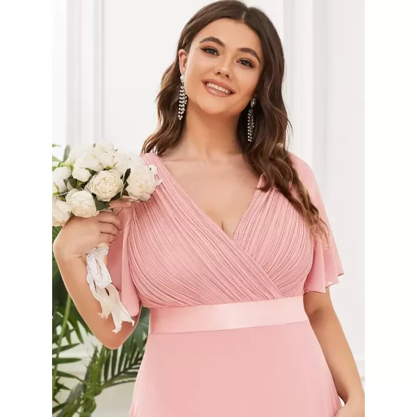 imageEverPretty Womens Double VNeck Formal Dresses Plus Size Bridesmaid Dress 09890PZPink