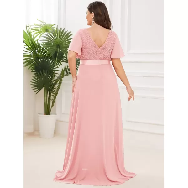 imageEverPretty Womens Double VNeck Formal Dresses Plus Size Bridesmaid Dress 09890PZPink