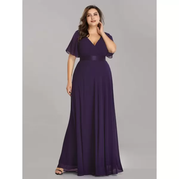 imageEverPretty Womens Double VNeck Formal Dresses Plus Size Bridesmaid Dress 09890PZPurple