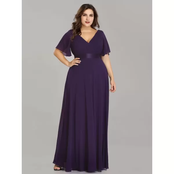 imageEverPretty Womens Double VNeck Formal Dresses Plus Size Bridesmaid Dress 09890PZPurple