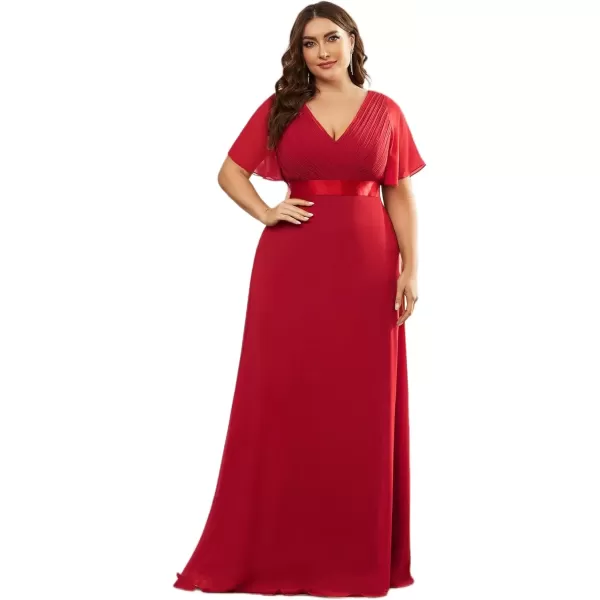 imageEverPretty Womens Double VNeck Formal Dresses Plus Size Bridesmaid Dress 09890PZRed