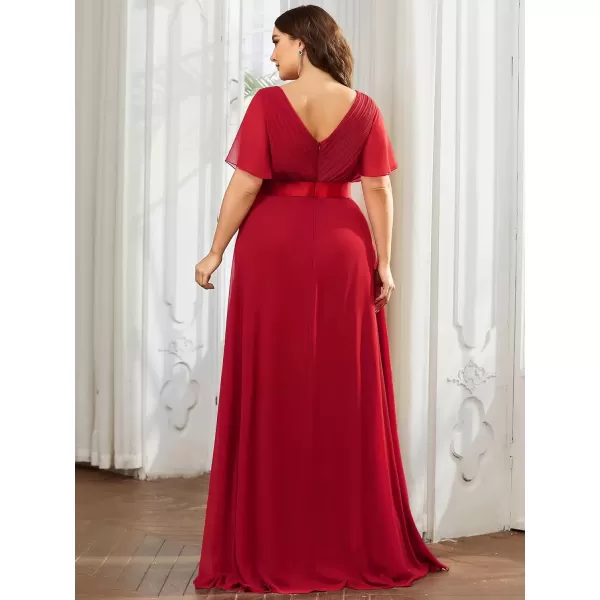 imageEverPretty Womens Double VNeck Formal Dresses Plus Size Bridesmaid Dress 09890PZRed