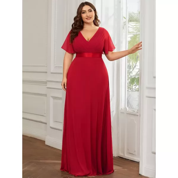 imageEverPretty Womens Double VNeck Formal Dresses Plus Size Bridesmaid Dress 09890PZRed