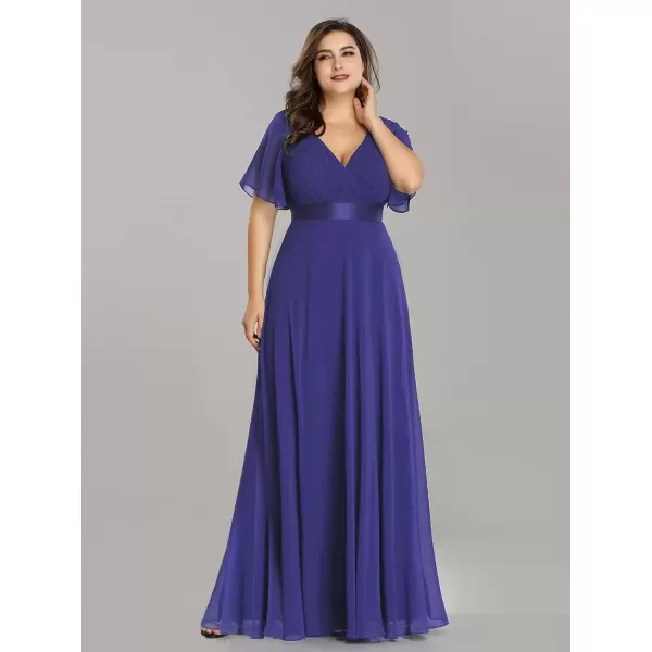 imageEverPretty Womens Double VNeck Formal Dresses Plus Size Bridesmaid Dress 09890PZRoyal Blue