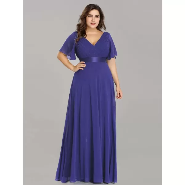 imageEverPretty Womens Double VNeck Formal Dresses Plus Size Bridesmaid Dress 09890PZRoyal Blue