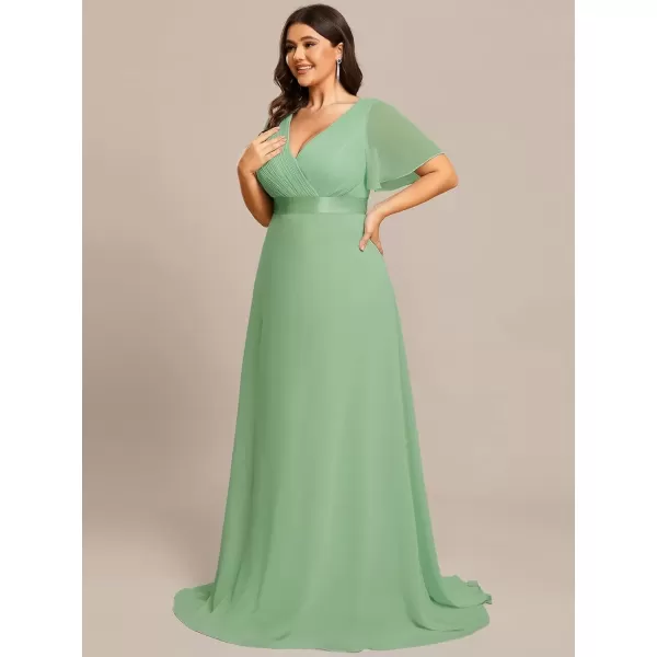 imageEverPretty Womens Double VNeck Formal Dresses Plus Size Bridesmaid Dress 09890PZSage Green