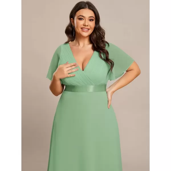 imageEverPretty Womens Double VNeck Formal Dresses Plus Size Bridesmaid Dress 09890PZSage Green