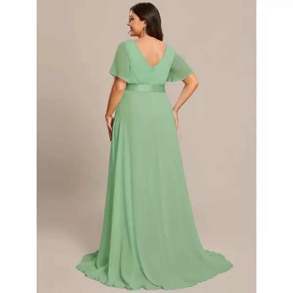 imageEverPretty Womens Double VNeck Formal Dresses Plus Size Bridesmaid Dress 09890PZSage Green