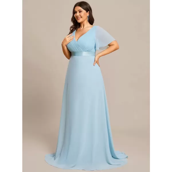 imageEverPretty Womens Double VNeck Formal Dresses Plus Size Bridesmaid Dress 09890PZSky Blue