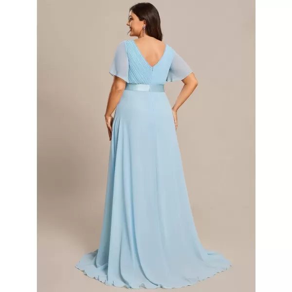 imageEverPretty Womens Double VNeck Formal Dresses Plus Size Bridesmaid Dress 09890PZSky Blue