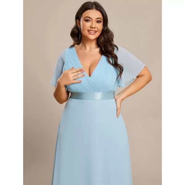 imageEverPretty Womens Double VNeck Formal Dresses Plus Size Bridesmaid Dress 09890PZSky Blue