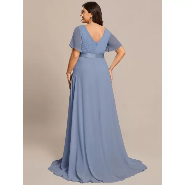 imageEverPretty Womens Double VNeck Formal Dresses Plus Size Bridesmaid Dress 09890PZSlate Blue