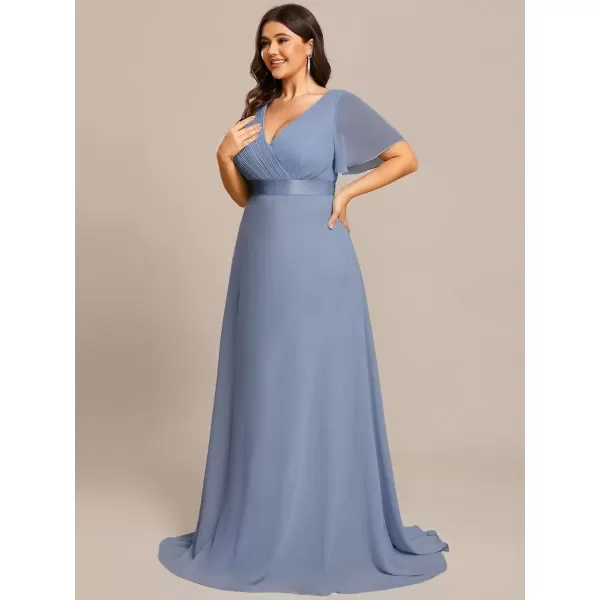 imageEverPretty Womens Double VNeck Formal Dresses Plus Size Bridesmaid Dress 09890PZSlate Blue