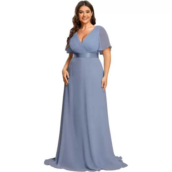 imageEverPretty Womens Double VNeck Formal Dresses Plus Size Bridesmaid Dress 09890PZSlate Blue