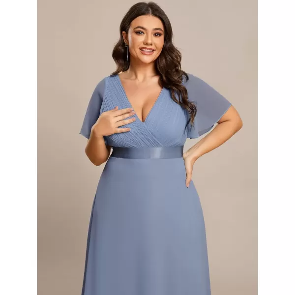 imageEverPretty Womens Double VNeck Formal Dresses Plus Size Bridesmaid Dress 09890PZSlate Blue