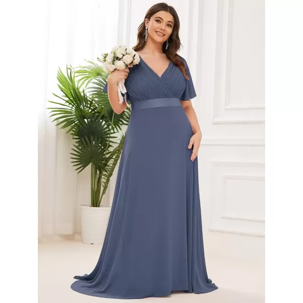 imageEverPretty Womens Double VNeck Formal Dresses Plus Size Bridesmaid Dress 09890PZStormy