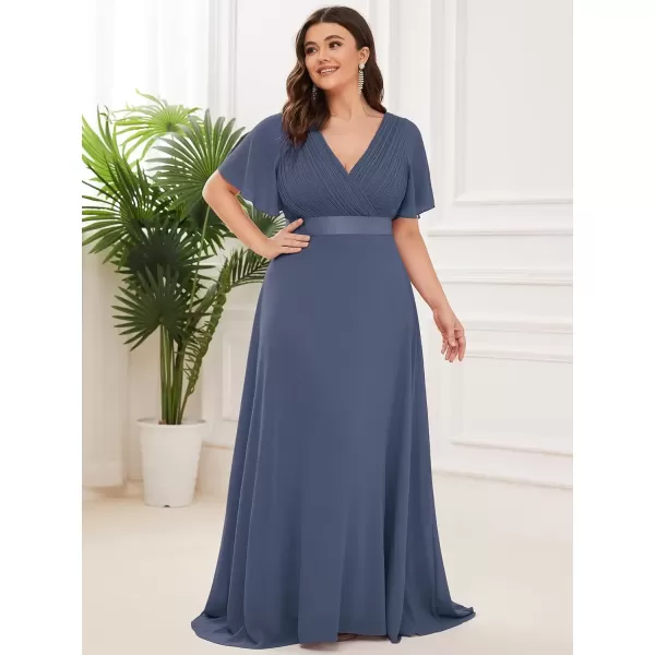 imageEverPretty Womens Double VNeck Formal Dresses Plus Size Bridesmaid Dress 09890PZStormy