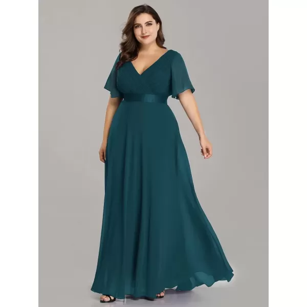 imageEverPretty Womens Double VNeck Formal Dresses Plus Size Bridesmaid Dress 09890PZTeal