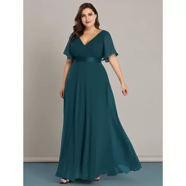 imageEverPretty Womens Double VNeck Formal Dresses Plus Size Bridesmaid Dress 09890PZTeal