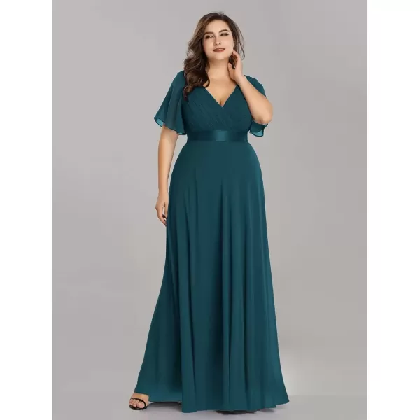 imageEverPretty Womens Double VNeck Formal Dresses Plus Size Bridesmaid Dress 09890PZTeal