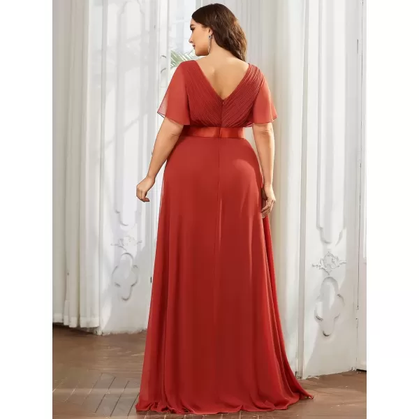 imageEverPretty Womens Double VNeck Formal Dresses Plus Size Bridesmaid Dress 09890PZVermilion