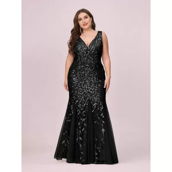 imageEverPretty Womens Plus Size Sequin Deep VNeck Sleeveless Bodycon Maxi Evening Prom Dress 07886PZUSABlack