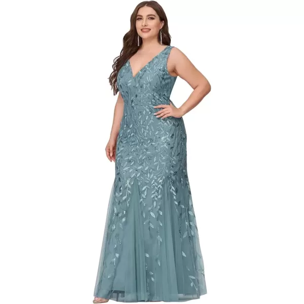 imageEverPretty Womens Plus Size Sequin Deep VNeck Sleeveless Bodycon Maxi Evening Prom Dress 07886PZUSABlue