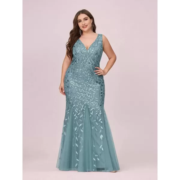 imageEverPretty Womens Plus Size Sequin Deep VNeck Sleeveless Bodycon Maxi Evening Prom Dress 07886PZUSABlue