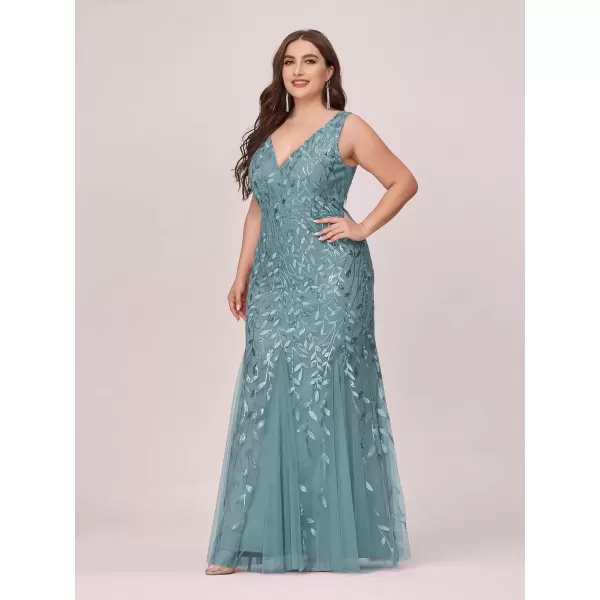 imageEverPretty Womens Plus Size Sequin Deep VNeck Sleeveless Bodycon Maxi Evening Prom Dress 07886PZUSABlue