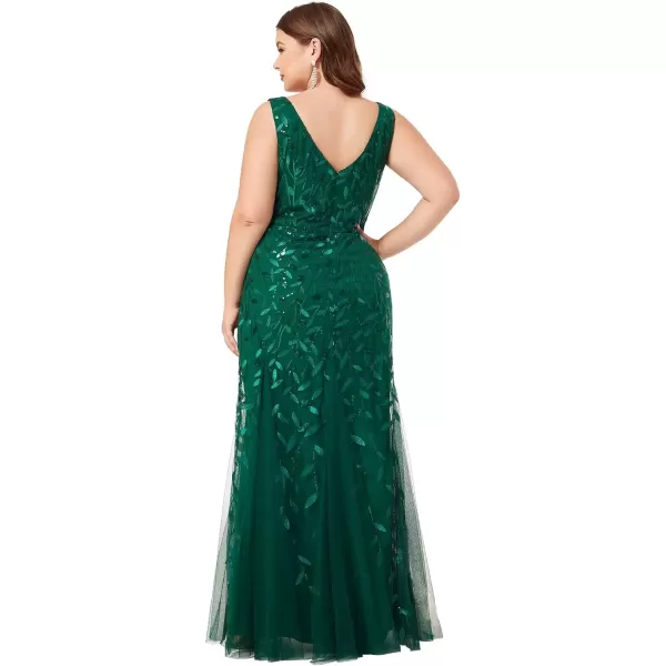 imageEverPretty Womens Plus Size Sequin Deep VNeck Sleeveless Bodycon Maxi Evening Prom Dress 07886PZUSAGreen