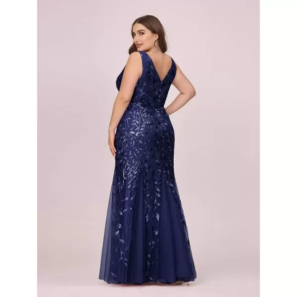 imageEverPretty Womens Plus Size Sequin Deep VNeck Sleeveless Bodycon Maxi Evening Prom Dress 07886PZUSANavy Blue