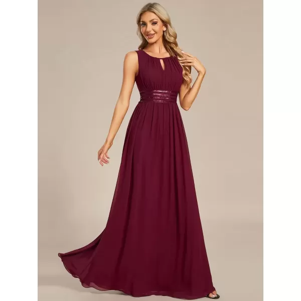 imageEverPretty Womens Crew Neck Sleeveless A Line Hollow Out Sequin Maxi Fromal Dress 01955Burgundy