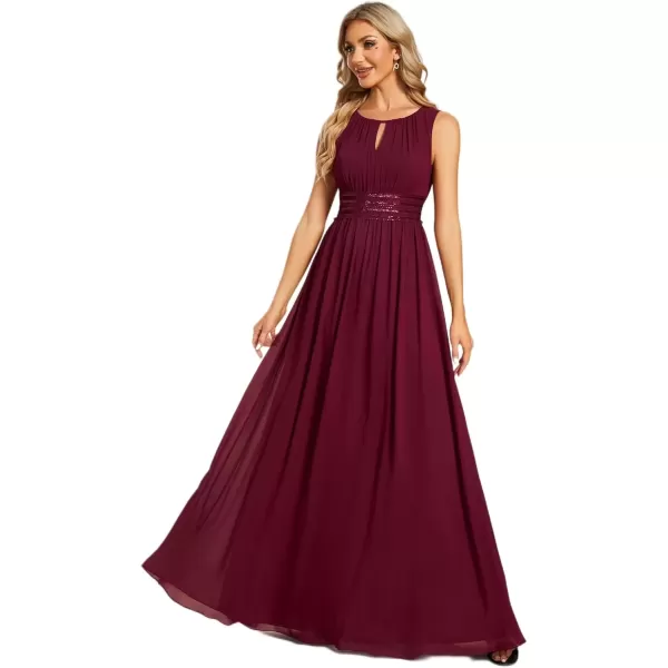 imageEverPretty Womens Crew Neck Sleeveless A Line Hollow Out Sequin Maxi Fromal Dress 01955Burgundy