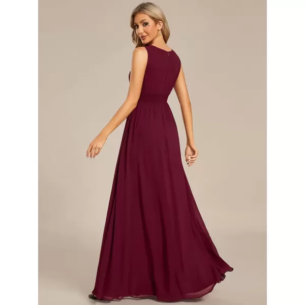 imageEverPretty Womens Crew Neck Sleeveless A Line Hollow Out Sequin Maxi Fromal Dress 01955Burgundy