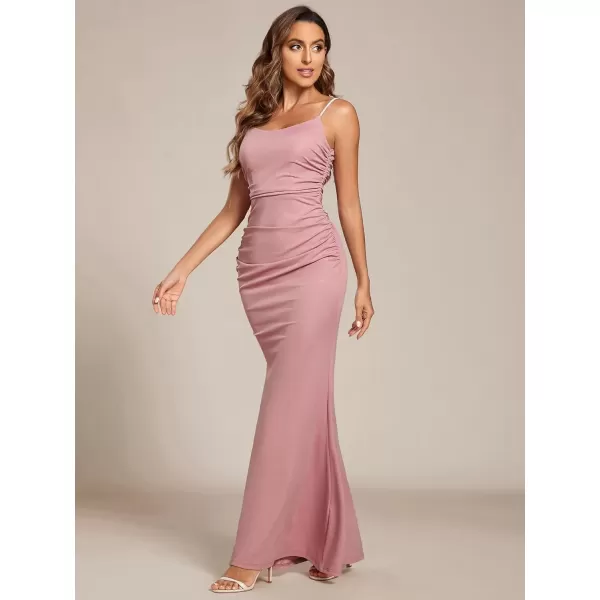 imageEverPretty Womens Crystal Spaghetti Strap Scoop Neck Glitter Bodycon Mermaid Evening Dress 01945Dusty Rose