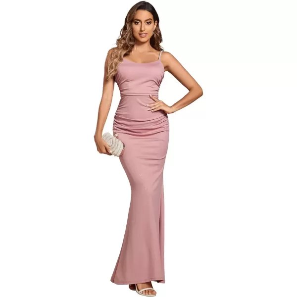 imageEverPretty Womens Crystal Spaghetti Strap Scoop Neck Glitter Bodycon Mermaid Evening Dress 01945Dusty Rose