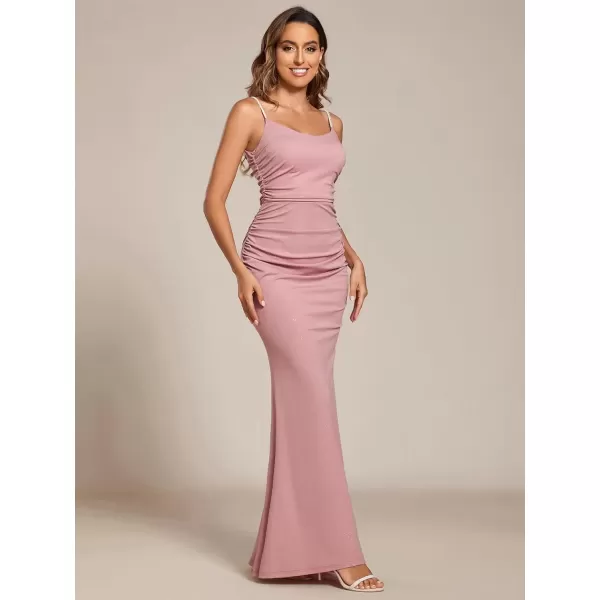 imageEverPretty Womens Crystal Spaghetti Strap Scoop Neck Glitter Bodycon Mermaid Evening Dress 01945Dusty Rose