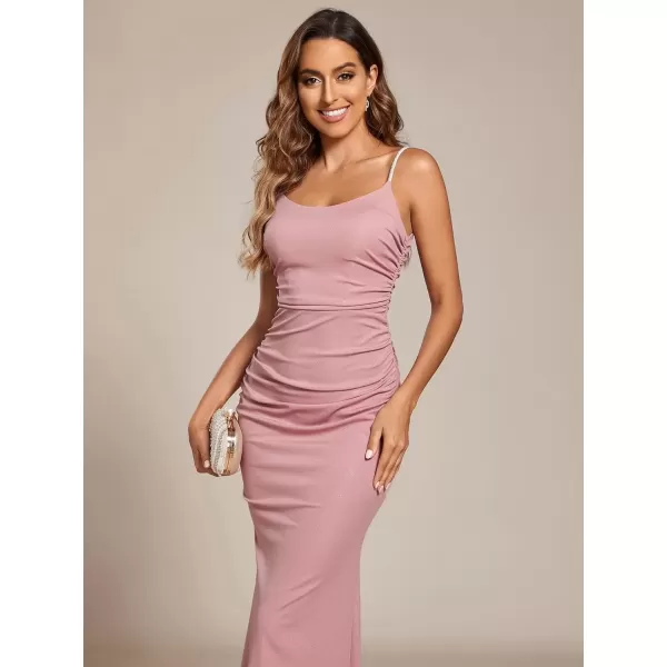 imageEverPretty Womens Crystal Spaghetti Strap Scoop Neck Glitter Bodycon Mermaid Evening Dress 01945Dusty Rose