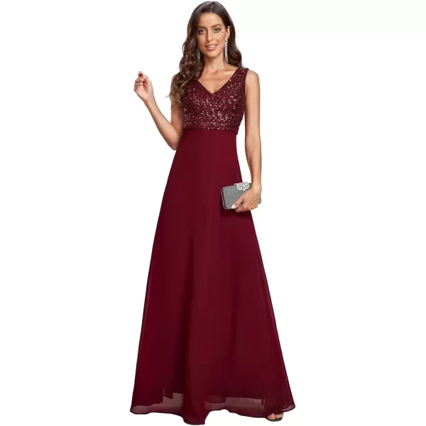 imageEverPretty Womens Elegant VNeck Sleeveless Sequin Evening Party Dress 1831Bburgundy