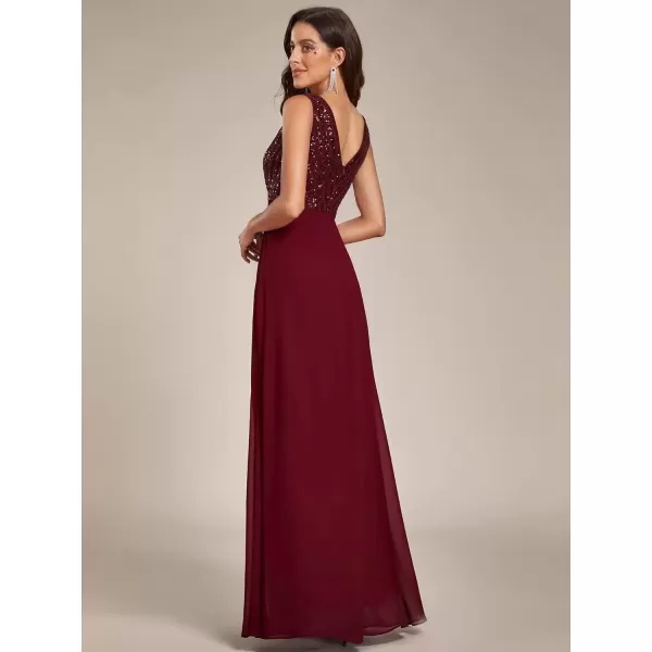 imageEverPretty Womens Elegant VNeck Sleeveless Sequin Evening Party Dress 1831Bburgundy