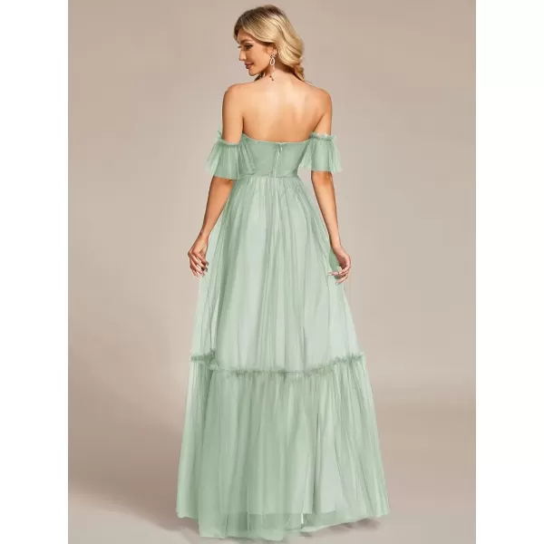 imageEverPretty Womens Formal Dress Sweetheart OffShoulder Ruched Tulle Maxi Bridesmaid Dresses 50126Mint Green