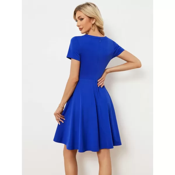 imageEverPretty Womens Rrhinestone Neckline Short Sleeves ALine Mini Summer 2023 Casual Dresses 01792Sapphire Blue