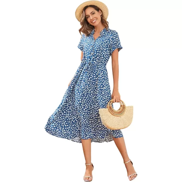 imageEverPretty Womens Sexy Midi V Neck Short Sleeve Floral Summer Beach Dress 40400Blue