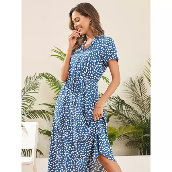 imageEverPretty Womens Sexy Midi V Neck Short Sleeve Floral Summer Beach Dress 40400Blue