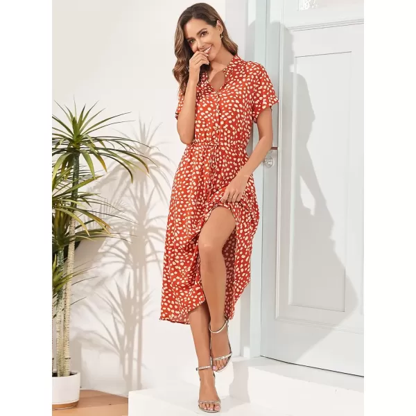 imageEverPretty Womens Sexy Midi V Neck Short Sleeve Floral Summer Beach Dress 40400Burnt Orange