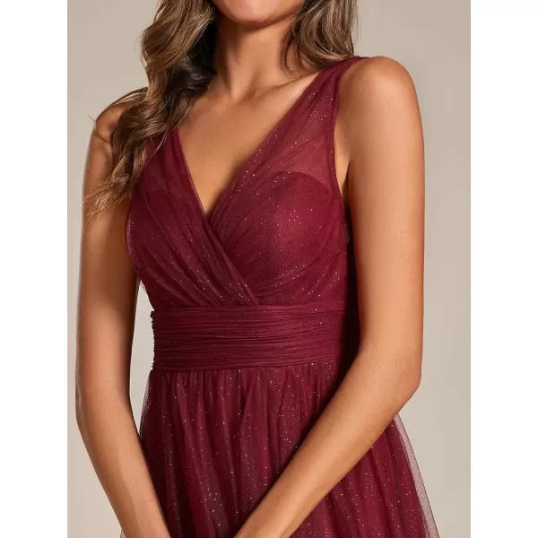 imageEverPretty Womens Sleeveless V Neck A Line Glitter Floor Length Split Formal Dresses S0014Burgundy