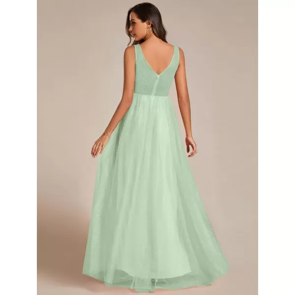 imageEverPretty Womens Sleeveless V Neck A Line Glitter Floor Length Split Formal Dresses S0014Mint Green