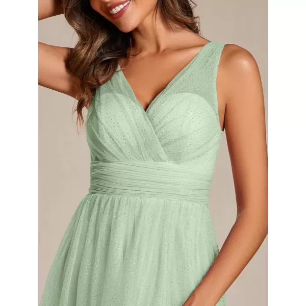 imageEverPretty Womens Sleeveless V Neck A Line Glitter Floor Length Split Formal Dresses S0014Mint Green